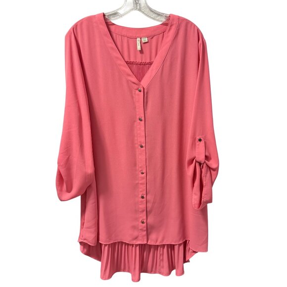 Cato pink Button-Front High-Low Tunic Top Sz 18/20W Lightweight Polyester - Picture 6 of 12